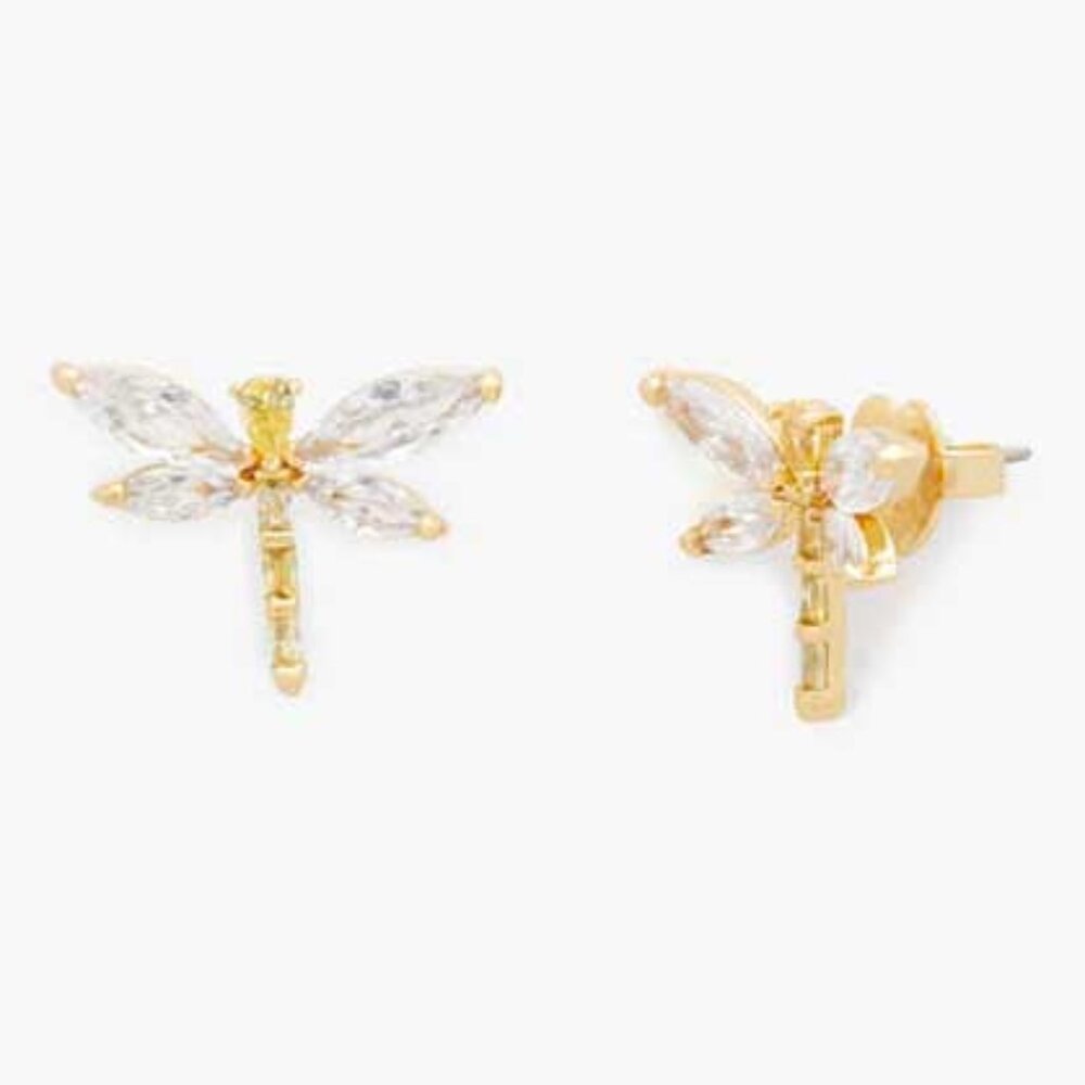NWT kate spade Dragonfly Post Earrings - Cubic Zirconia in Goldtone